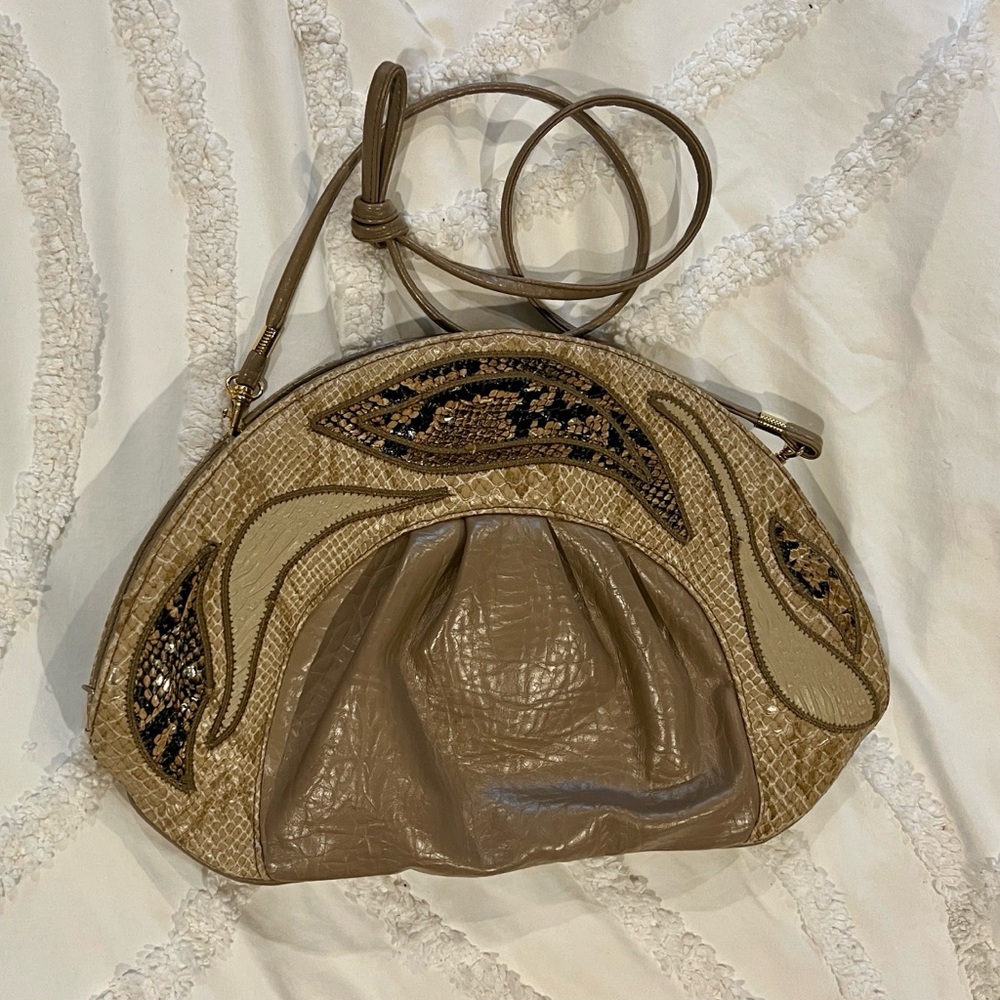 👜 Vintage Sylvia Cee Snakeskin & Faux Leather Shoulder Bag